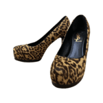 Saint Laurent Paris Black/Yellow Leopard Print Calf Hair Tribtoo Platform Pumps Size 36 - Image 2