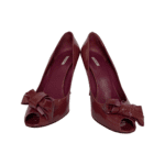 Miu Miu Bow Embellished Purple Patent Leather Peep Toe Pumps Size 40 - Image 2