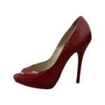 Jimmy Choo Red Patent Leather Peep Toe Platform Pumps Size 39 - Image 6
