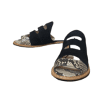 Fendi Black Suede and Python Cutout Flat Slides Size 36 - Image 2