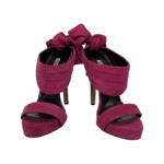 Oscar de la Renta Fuchsia Pink Suede Sandy Bow Detail Sandals Size 37 - Image 2