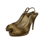 Jimmy Choo Brown Python Leather Peep Toe Sling back Pumps Size 39