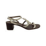 Tory Burch Beige Textured Leather Chandler Tumbler Sandals Size 40.5 - Image 5