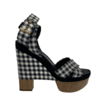 Louis Vuitton White/Black Fabric Gingham Platform Sandals Size 37.5 - Image 6