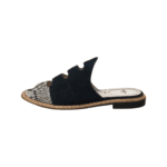 Fendi Black Suede and Python Cutout Flat Slides Size 36 - Image 7