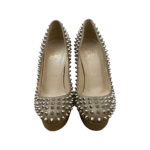 Christian Louboutin Beige Leather Alti Spikes Platform Pumps Size 37