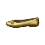 Moschino Gold Metallic Leather Logo Embellished Ballet Flats Size 38 - Image 6
