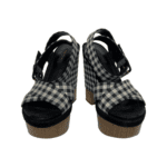 Louis Vuitton White/Black Fabric Gingham Platform Sandals Size 37.5 - Image 2