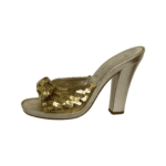 Marc Jacobs Bow Embellished Gold Sequin Mules Size 41 - Image 5