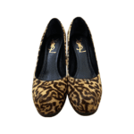 Saint Laurent Paris Black/Yellow Leopard Print Calf Hair Tribtoo Platform Pumps Size 36
