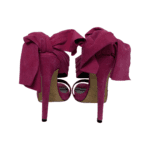 Oscar de la Renta Fuchsia Pink Suede Sandy Bow Detail Sandals Size 37 - Image 7