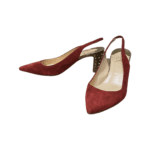 Christian Louboutin Red Suede Leather Studded Lemer 70 Slingback Sandals Size 39 - Image 2