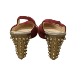 Christian Louboutin Red Suede Leather Studded Lemer 70 Slingback Sandals Size 39 - Image 3