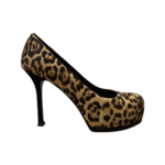Saint Laurent Paris Black/Yellow Leopard Print Calf Hair Tribtoo Platform Pumps Size 36 - Image 6