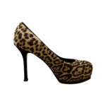 Saint Laurent Paris Black/Yellow Leopard Print Calf Hair Tribtoo Platform Pumps Size 36 - Image 5