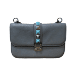 Valentino Grey Leather Medium Rockstud Glam Lock Flap Shoulder Bag - Image 2