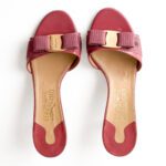 Salvatore Ferragamo Pink Patent Leather and Canvas Glory Bow Sandals Size 37 - Image 8