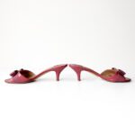 Salvatore Ferragamo Pink Patent Leather and Canvas Glory Bow Sandals Size 37 - Image 3