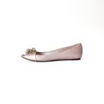 Dior Pink Crystal Embellished Peep Toe Flats Size 37 - Image 2