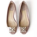 Dior Pink Crystal Embellished Peep Toe Flats Size 37 - Image 8
