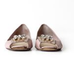 Dior Pink Crystal Embellished Peep Toe Flats Size 37 - Image 5