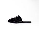 Alexander Wang Black Velvet Leather Amelia Cage Flat Slides Size 37 - Image 2