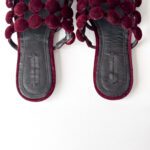 Alexander Wang Burgundy Velvet Leather Amelia Cage Flat Slides Size 37 - Image 5
