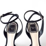 Dior Noir Black Suede Point Toe Sculptured Heel Wrap Around Pumps Size 36 - Image 5