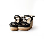 Jimmy Choo Black Suede Nomad Strappy Espadrilles Wedge Sandals Size 37