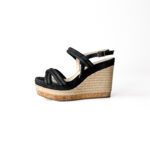 Jimmy Choo Black Suede Nomad Strappy Espadrilles Wedge Sandals Size 37 - Image 2
