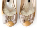 Carolina Herrera Nude Patent Leather Square-Toe Pumps Size 37 - Image 7