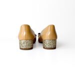 Carolina Herrera Nude Patent Leather Square-Toe Pumps Size 37 - Image 4