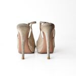 Prada Light Grey Suede Leather Peep Toe Slingback Platform Sandals Size 37 - Image 3