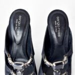 Sergio Rossi Black Crystal Embellished Fabric Mule Size 37 - Image 6