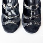 Sergio Rossi Black Crystal Embellished Fabric Mule Size 37 - Image 5