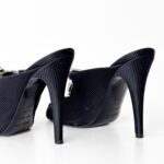 Sergio Rossi Black Crystal Embellished Fabric Mule Size 37 - Image 7