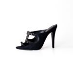 Sergio Rossi Black Crystal Embellished Fabric Mule Size 37 - Image 2