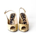 Dolce and Gabbana Beige Patent Leather Slingback Peep Toe Sandals Size 37 - Image 4