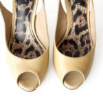 Dolce and Gabbana Beige Patent Leather Slingback Peep Toe Sandals Size 37 - Image 5