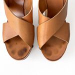 Chloe Tan Leather Cork Wedge Criss Cross Platform Slide Sandals Size 37 - Image 6