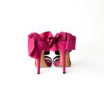 Oscar de la Renta Fuchsia Pink Suede Sandy Bow Detail Sandals Size 37 - Image 4