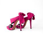 Oscar de la Renta Fuchsia Pink Suede Sandy Bow Detail Sandals Size 37 - Image 3