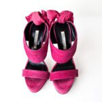 Oscar de la Renta Fuchsia Pink Suede Sandy Bow Detail Sandals Size 37 - Image 7