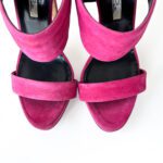 Oscar de la Renta Fuchsia Pink Suede Sandy Bow Detail Sandals Size 37 - Image 6