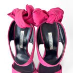 Oscar de la Renta Fuchsia Pink Suede Sandy Bow Detail Sandals Size 37 - Image 5