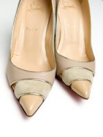 Christian Louboutin Beige Leather Pointed Toe Pumps Size 39 - Image 4