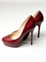 Jimmy Choo Red Lizard Embossed Leather Cosmic Platform Pumps Size 35 - Image 6