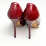 Jimmy Choo Red Lizard Embossed Leather Cosmic Platform Pumps Size 35 - Image 7