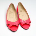 Christian Louboutin Neon Pink Peep Toe Flats Size 35 - Image 4