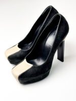 Balenciaga Black/Beige Suede Leather Platform Pumps Size 39 - Image 3